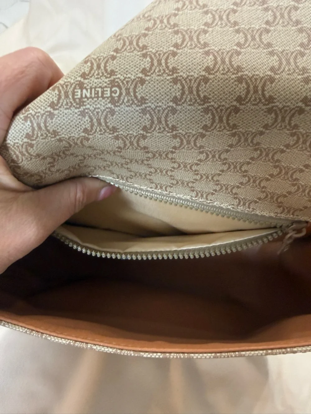 Celine Tan Brown Vintage Macadam PVC and leather shoulder bag - Picture 8 of 12